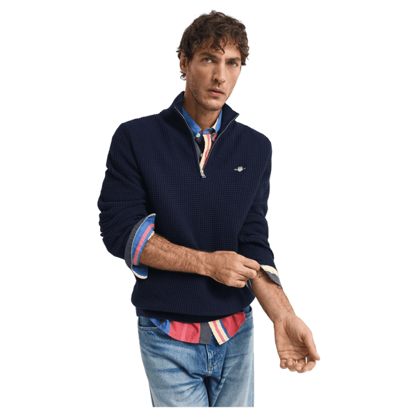 GANT Textured Cotton Half Zip Sweater