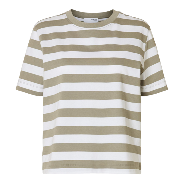 Selected Femme Short Sleeve Striped Boxy Fit T-Shirt