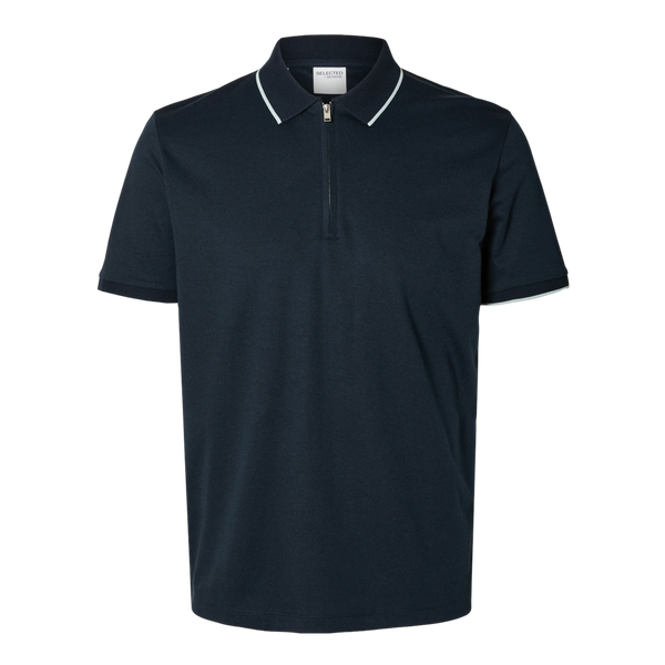 Selected Figo Zip Short Sleeve Polo for Men