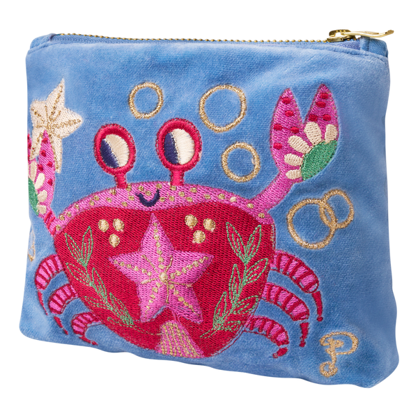 Powder Seafaring Crab Velvet Mini Pouch