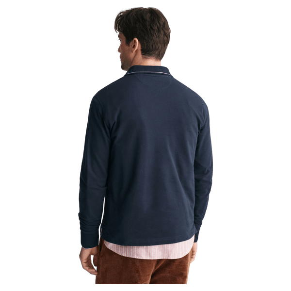 GANT Textured Collar Long Sleeve Polo Shirt for Men