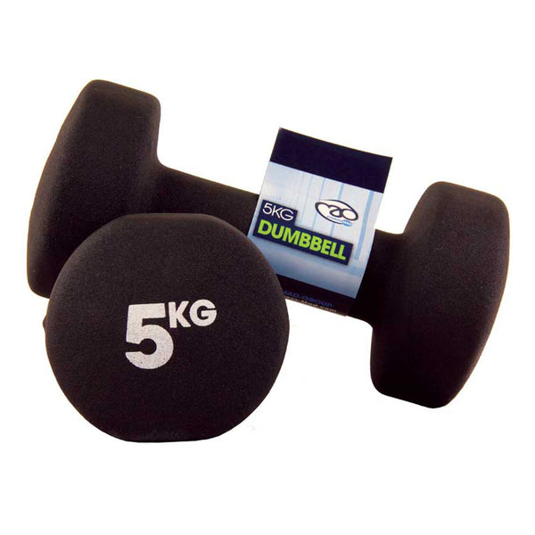 Fitness Mad Neoprene 5kg Dumbbell (Pair) in Black